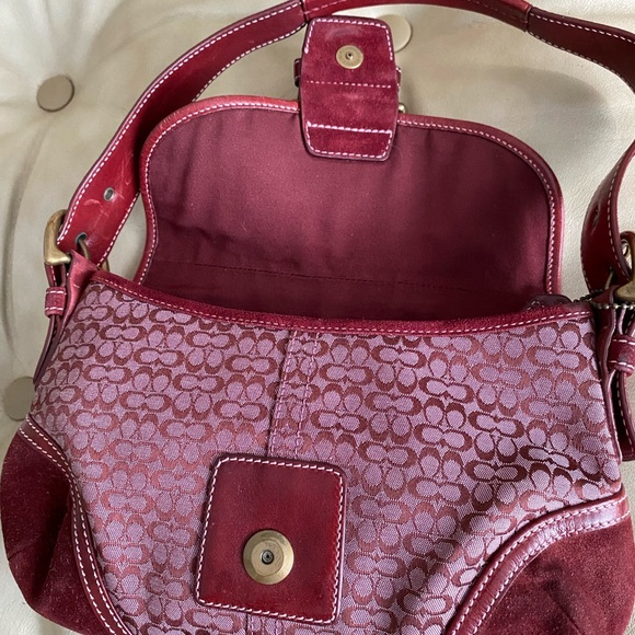 Vintage Coach Soho Signature Shoulder Bag Burgundy Jacquard Suede 6818 - Picture 12 of 15